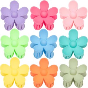 flower hair clips for women - 9 pcs matte claw clips with strong hold for thick and thin hair - non slip, 9 styles