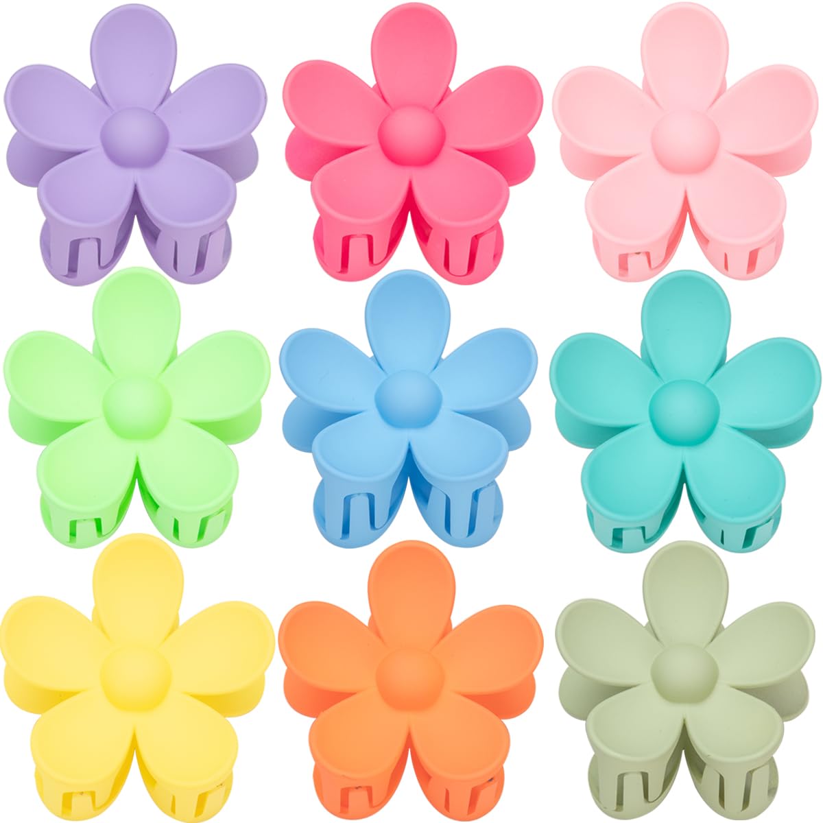 Flower Hair Clips for Women - 9 PCS Matte Claw Clips With Strong Hold for Thick and Thin Hair - Non Slip, 9 Styles