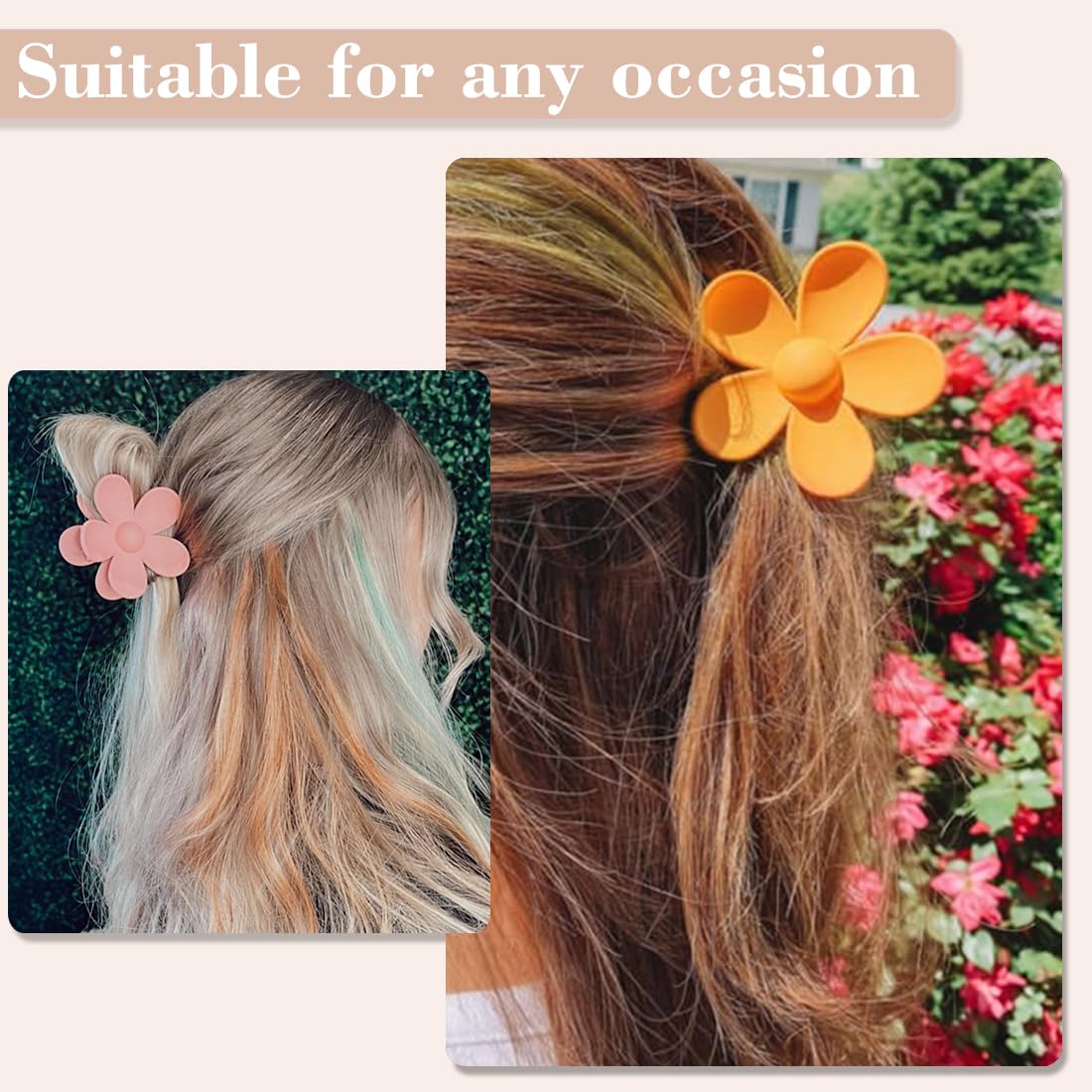 Flower Hair Clips for Women - 9 PCS Matte Claw Clips With Strong Hold for Thick and Thin Hair - Non Slip, 9 Styles