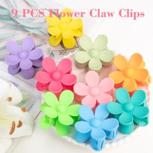 Flower Hair Clips for Women - 9 PCS Matte Claw Clips With Strong Hold for Thick and Thin Hair - Non Slip, 9 Styles