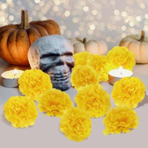 30 pcs Artificial Marigold Flowers,2inch Silk Marigold Flower Heads,Yellow Flowers Artificial for Decoration,Marigold Heads for Parties,Indian Wedding,Indian Theme,Diwali Home Decor DIY Wreath Garland