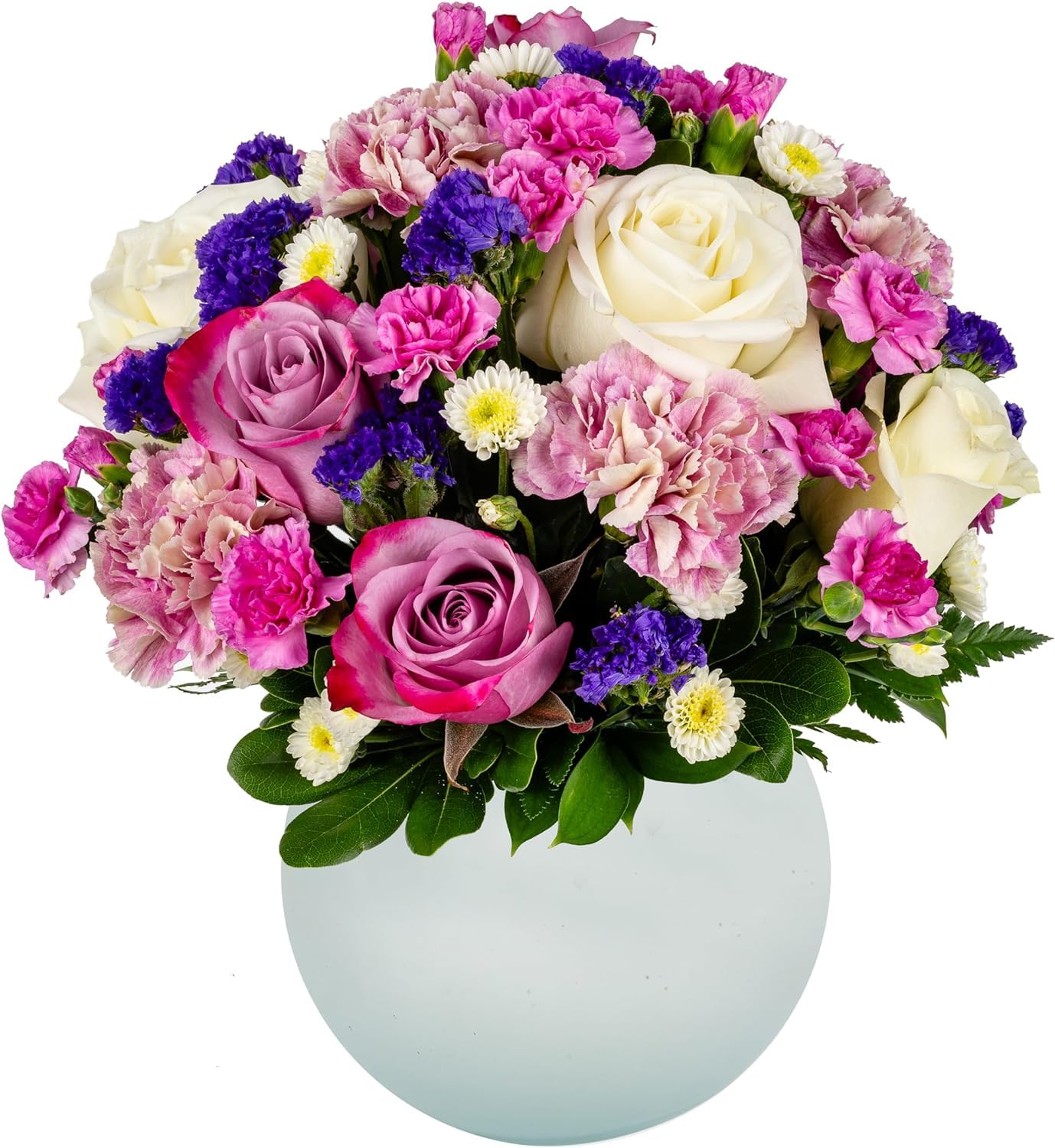 Delivery by Mon 8th July | Rejuvenate | Purple, White Fresh Flowers Aquabloom Arrangement with Vase | Arabella Bouquets | Flowers for Delivery, Birthday, Congratulations | Premium Hydrated Shipping