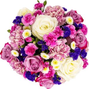 Delivery by Mon 8th July | Rejuvenate | Purple, White Fresh Flowers Aquabloom Arrangement with Vase | Arabella Bouquets | Flowers for Delivery, Birthday, Congratulations | Premium Hydrated Shipping