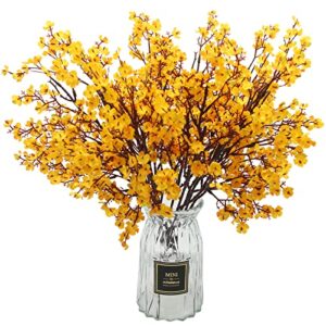 Hananona 10 Pcs Babys Breath Artificial Flowers Orange Fake Silk Gypsophila Flowers for Fall Home Decor Floral Arrangement Table Centerpieces (10, Orange)