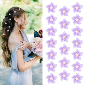 yission 20pcs mini flower hair clips for girls women cute hair pins small hair clips lily flower clips for hair wedding hair barrettes bridal hair accessories for girls women purple