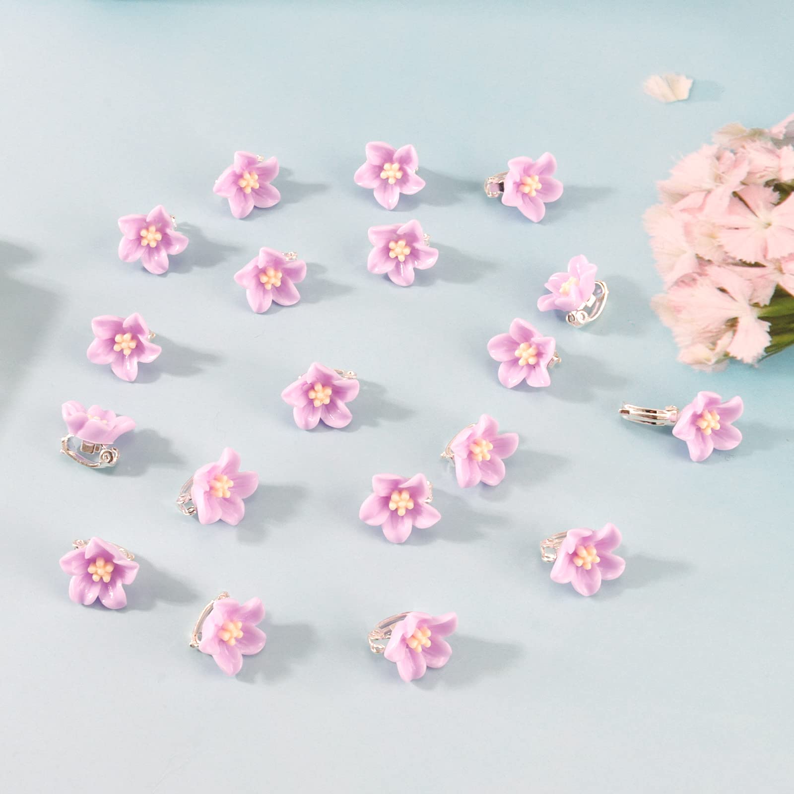 YISSION 20Pcs Mini Flower Hair Clips for Girls Women Cute Hair Pins Small Hair Clips Lily Flower Clips for Hair Wedding Hair Barrettes Bridal Hair Accessories for Girls Women Purple