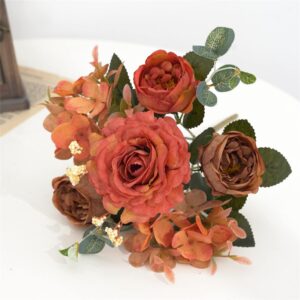 Karoro Artificial Flowers Fake Peony Silk Flowers Hydrangea Bouquet Decor Faux Camellia Flower for Home Living Room Table Centerpieces Decoration