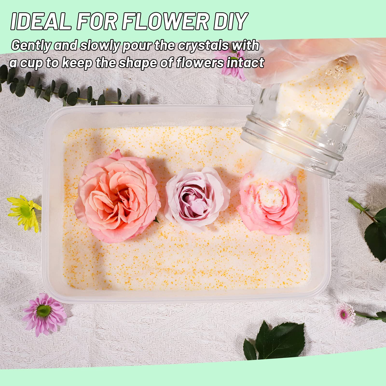 Eazy2hD Silica Gel Flower Drying Crystals Desiccant 5LBS with Sealed Container & Gloves for Wedding Flowers Bouquet Preservation Kit