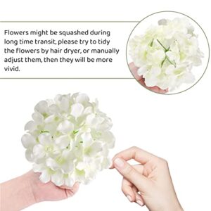 Auihiay 64 PCS Artificial Hydrangea Flowers, Silk Hydrangea Flowers Heads with Stems, Full Artificial Flowers for Wedding Centerpieces, Baby Shower, Home Garden Party Decor (Ivory)