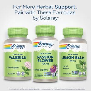 SOLARAY Passion Flower 700 mg Whole Aerial - Soothing Herbal Support - Passion Flower Capsules - Vegan, Non-GMO, 60-Day Guarantee, Lab Verified - 50 Servings, 100 VegCaps