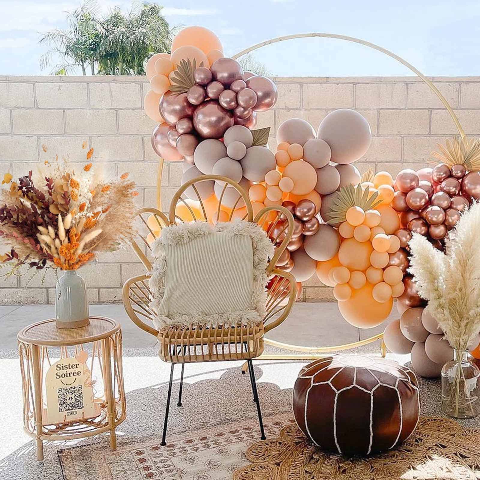 HUMINBO Fall Decor Autumn Decorations for Home Thanksgiving Table Boho Flowers Orange Pampas Grass Fluffy Dried Flower Bouquet Dry Pompas 17"-95-Pcs Pompous (Orange)