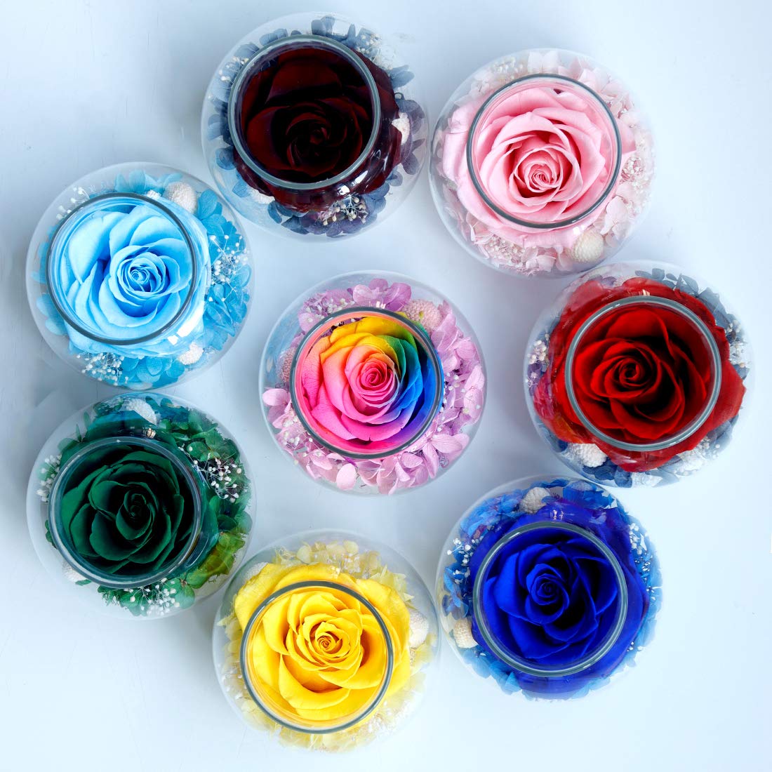 roliys Preserved Real Roses with Colorful Mood Light Wishing Bottle, Eternal Rose，Never Withered Flowers, Table Decor,Christmas Anniversary Valentine's, Blue 4.3inch, 1pcs