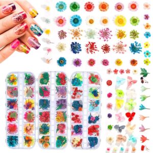 324pcs dried flowers nail art - nail art accessories kits, 81 color lovely natural nail art, dried flowers for resin molds, dry flowers for nails, ywli