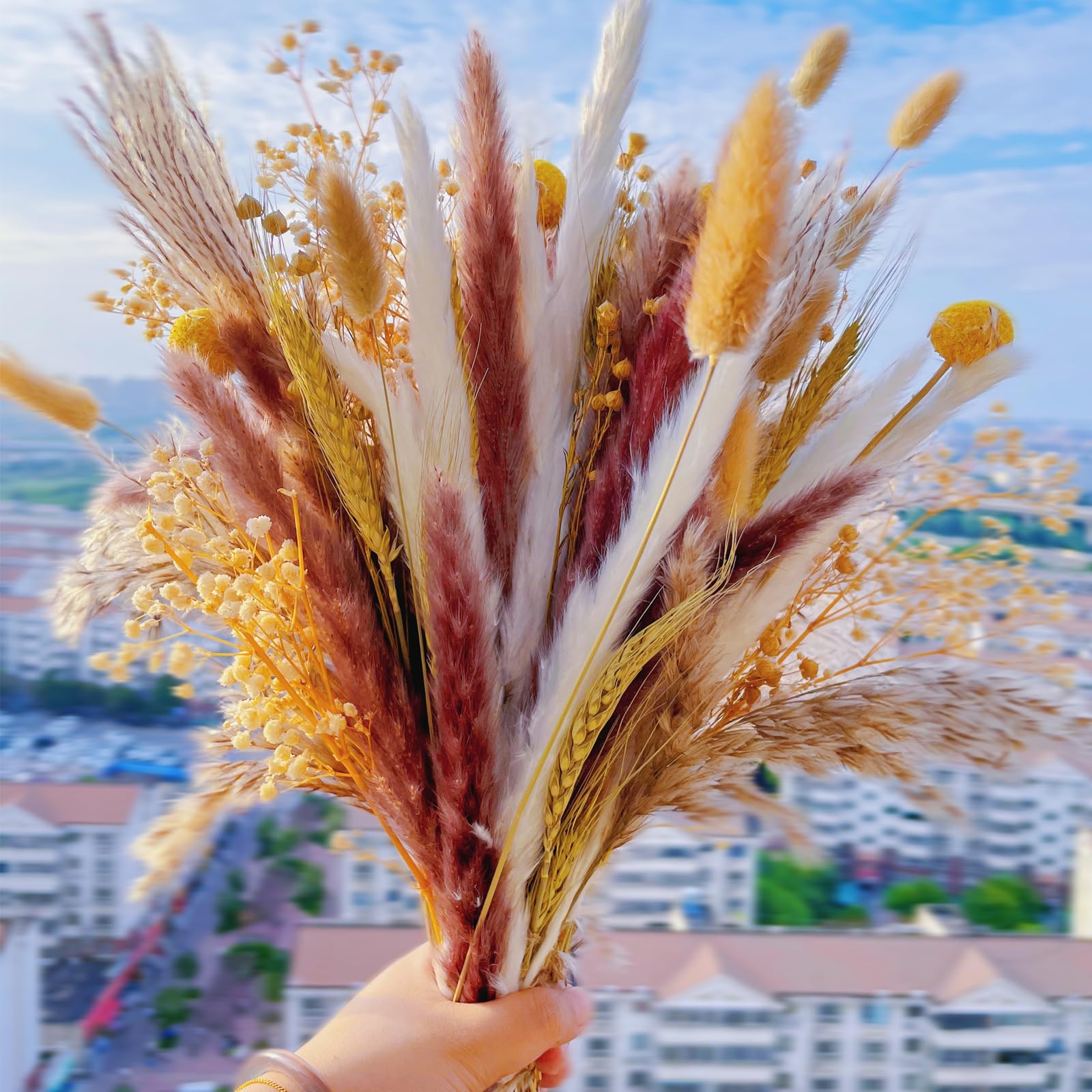 120 Pcs Natural Dried Pampas Grass Bouquet Boho Home Decor Dried Flowers for Fall Decor Bouquet Wedding for Centerpiece Table Decor Rustic Farmhouse Party Decor