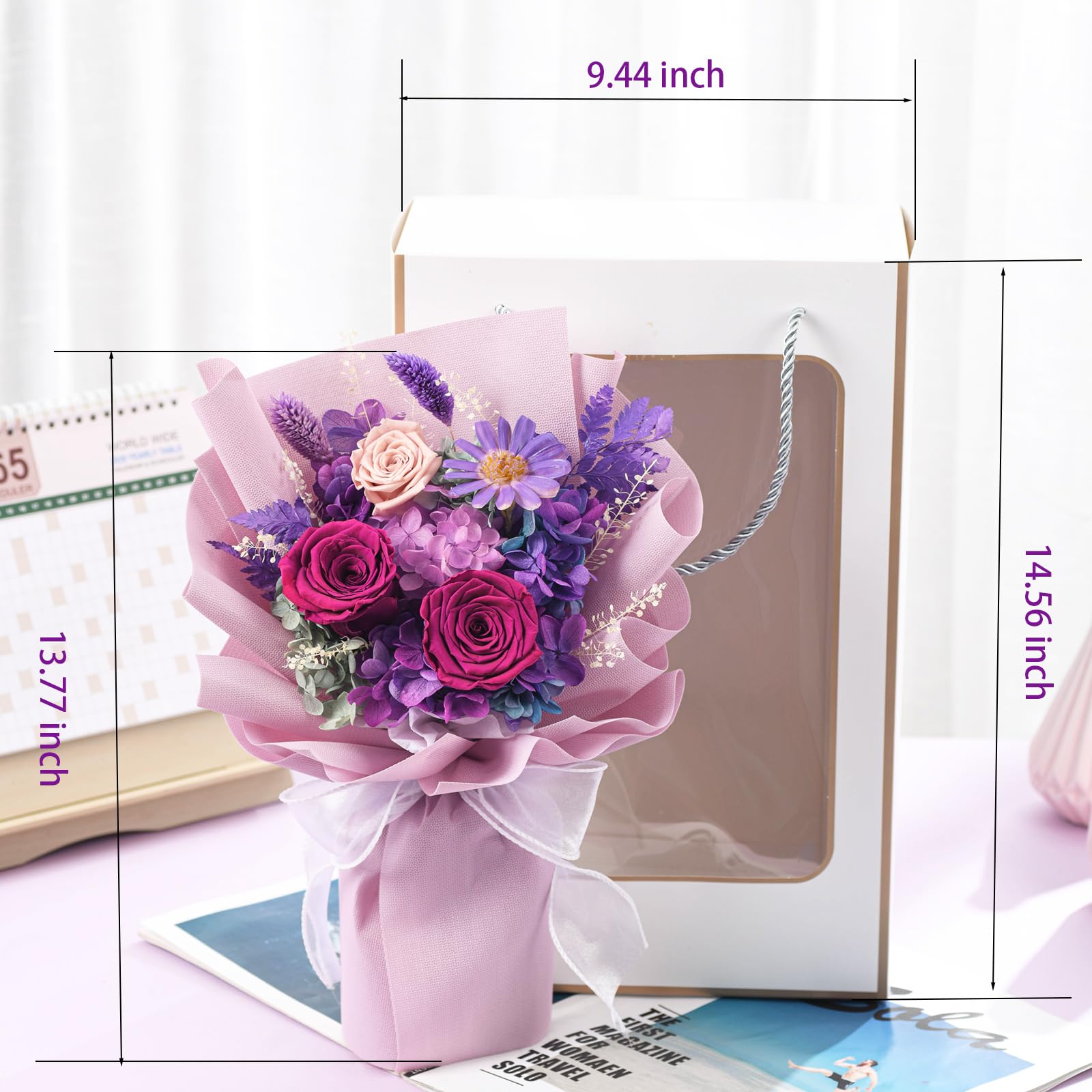 lovenfold Flowers for Delivery Prime,Preserved Flowers Bouquets,Purple Rose Bouquets That Last 1-3 Years,Gift for Her: Birthday Christmas Valentine's Day Mother's Day, Room Decorations