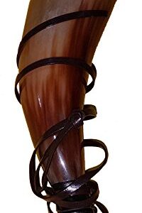 Reed Horn Viking Blowing Horn with Horn Whistle - Handcrafted Ox Horn Bugle - Medium Sound - Festivals, Ceremonies - Medieval Horn Instrument (With Leather Cord-8 Inch)