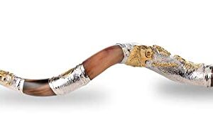 Shofar from Israel Polish Polished Silver Plated Set Kudu Horn Yemenite Lion Of Judah + Bag + Spray + Guide + Carrying Box Case (30"-32")