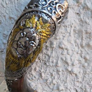 Shofar Yemenite Kudu Horn 38''+ with Sterling Silver Plated + 3D Decorated of - Lion of judah - Authentic Curved Made In Israel