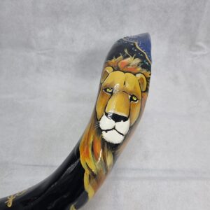 Sale for shofar Yemenite Polish Horn Size 46" Paint Painted Kudu lion of Judah From Israel Active