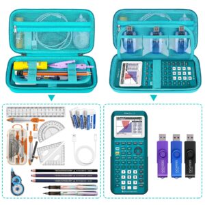 Supmay Hard Travel Case for Texas Instruments TI-84 Plus CE/TI-84 Plus/TI-83 Plus CE Color Graphing Calculator, Storage Holder with Mesh Pockets for USB Power Charger Cable, User Manual, Teal