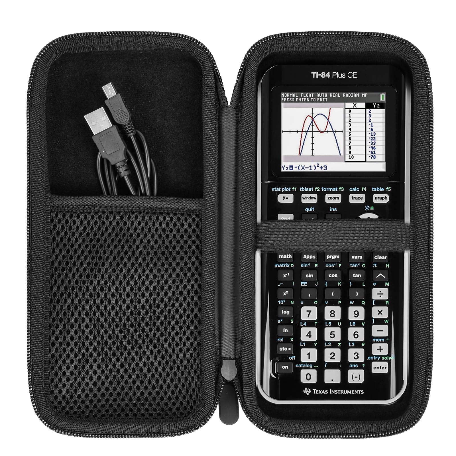 Graphing Calculator Case for Texas Instruments TI-84 Plus CE, Carrying Box Protective Case for TI-83 Plus CE Ti-85 Ti-89 Ti-82 Plus/C CE ,Hard EVA Case for Casio fx-9750GII (only case,Black)