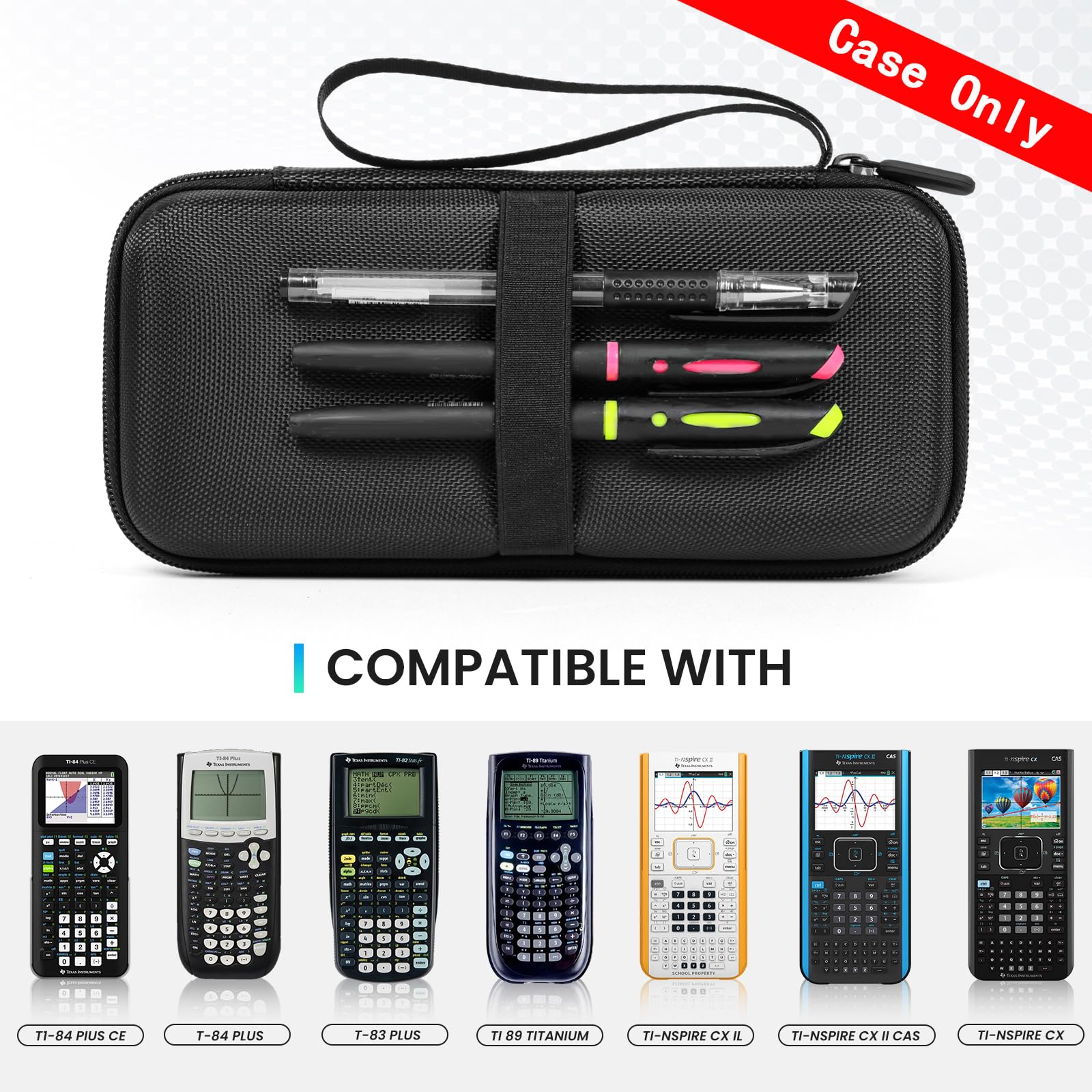 Graphing Calculator Case for Texas Instruments TI-84 Plus CE, Carrying Box Protective Case for TI-83 Plus CE Ti-85 Ti-89 Ti-82 Plus/C CE ,Hard EVA Case for Casio fx-9750GII (only case,Black)