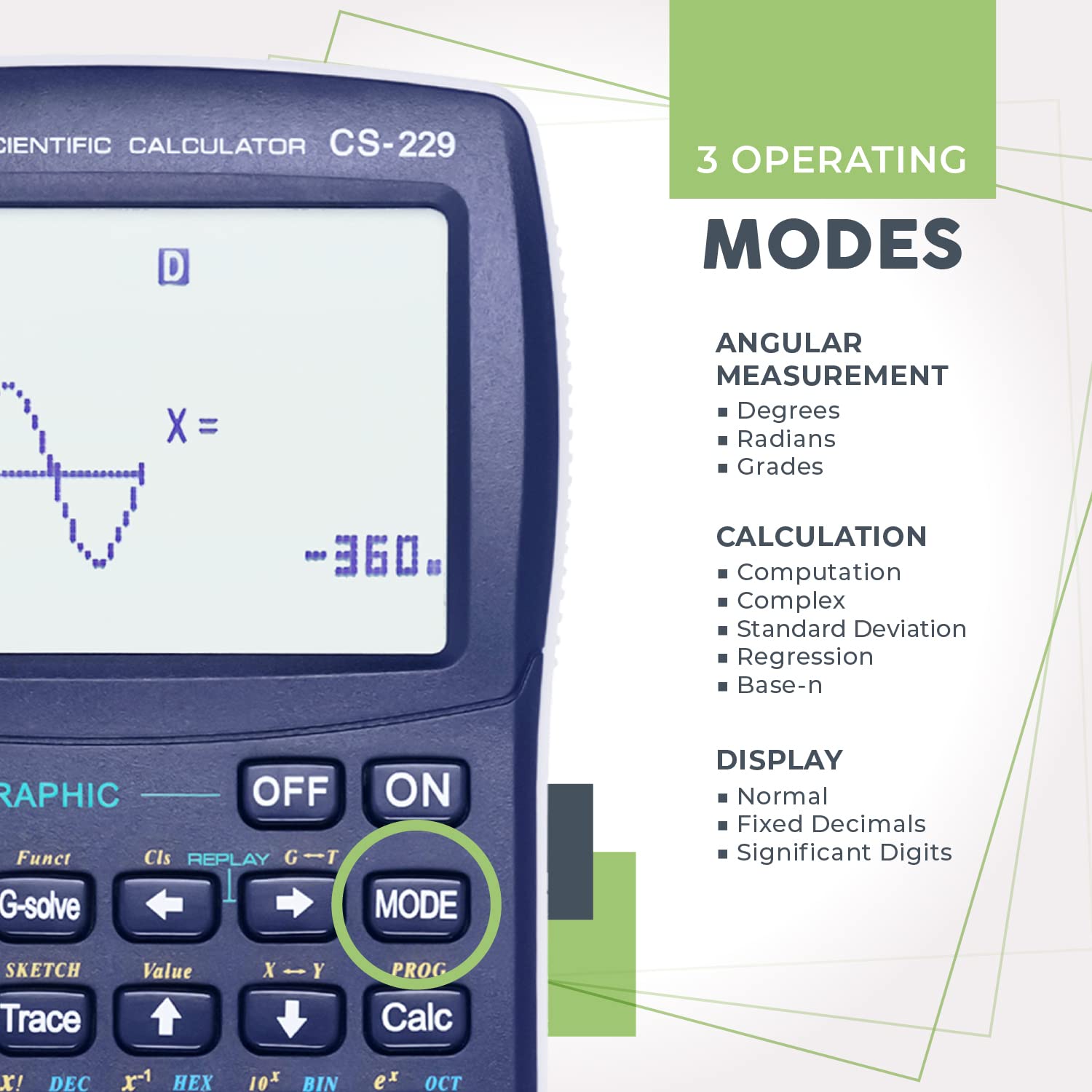 CATIGA Scientific Calculator with Graphic Functions - Multiple Modes with Intuitive Interface - Perfect for Students of Beginner and Advanced Courses, High School or College