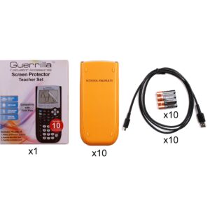 TI-84 Plus Graphing Calculator Teacher Set Pack (10 Calculators) + Guerrilla Teacher Set of Screen Protectors