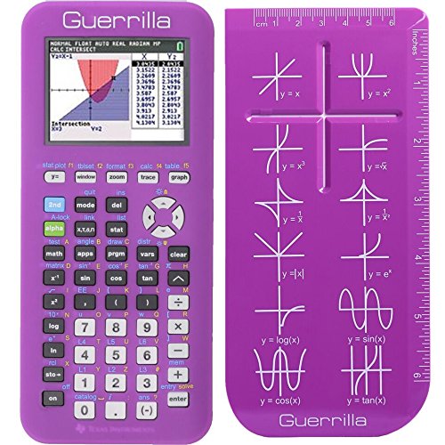 Guerrilla Silicone Case for Texas Instruments TI-84 Plus CE Color Edition Graphing Calculator With Screen protector and Graphing Ruler, Purple