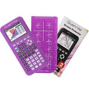 Guerrilla Silicone Case for Texas Instruments TI-84 Plus CE Color Edition Graphing Calculator With Screen protector and Graphing Ruler, Purple