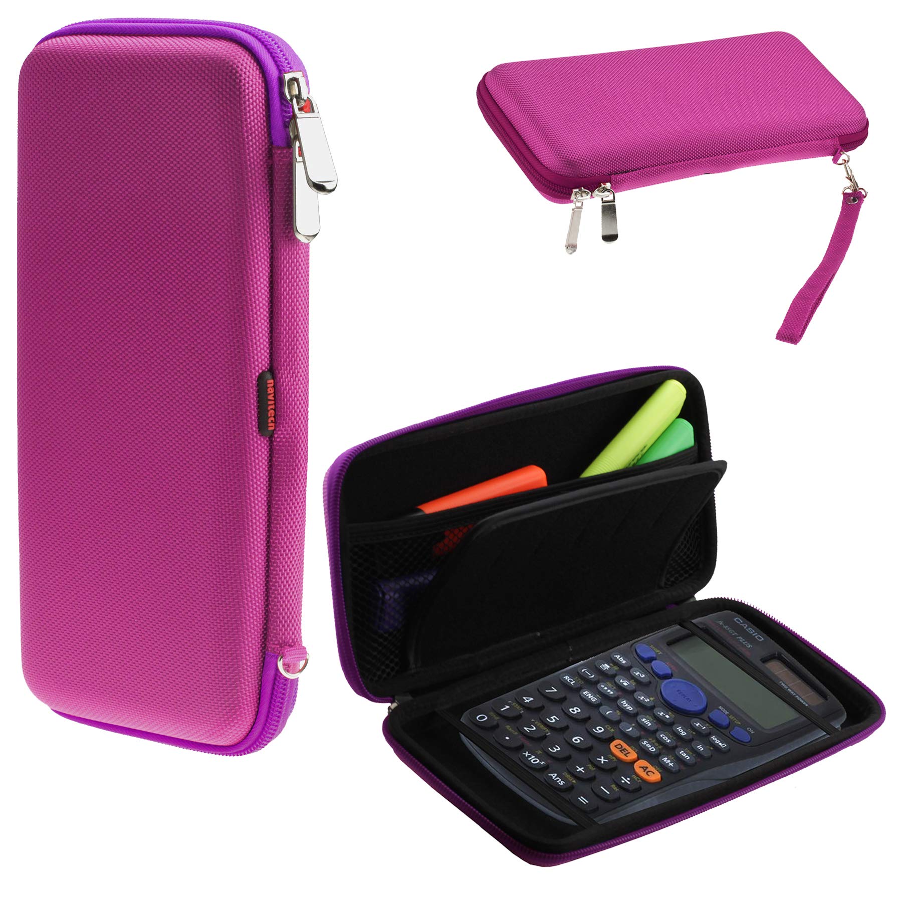 Navitech Purple Graphics Calculator Hard Case/Cover with Storage Pouch Compatible with The Texas Instruments 84PLCE/TBL/2E5/A TI-84 Plus