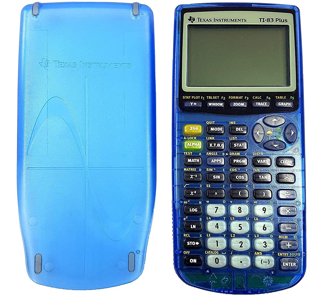 Clear Blue TI 83 Plus Graphing Calculator (Renewed)