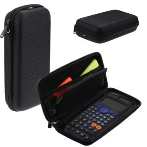 navitech black graphics calculator hard case/cover with storage pouch compatible with the texas instruments ti 84 plus