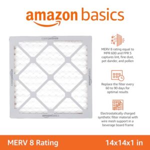 Amazon Basics Merv 8 AC Furnace Air Filter - 14'' x 14'' x 1'', (Pack of 6)