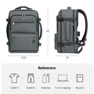 WANDF Travel Backpack For Spirit Airlines Personal Item Bag 18x14x8 with Wet Pocket, 17 Inch Laptop Backpack for Men Women（Grey）