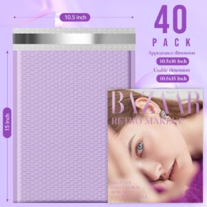 Fuxury Large Bubble Mailers 10.5x16" 40 Pack Self Seal Padded Envelopes Waterproof Mailing Envelopes Bubble Padded Cushioning Padded Mailers for Packaging, Small Business #5 Lavender