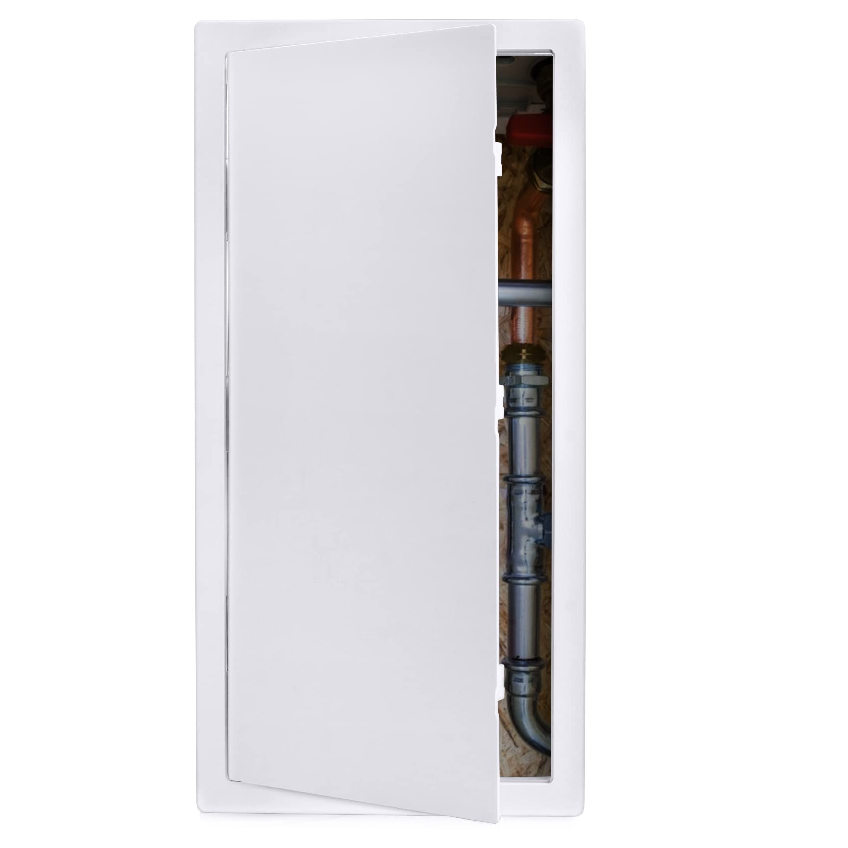 PNKKODW Plumbing Access Panel for Drywall 14 x 29 Inch Plastic Access Door Removable Wall Access Panel Ceiling Reinforced Hinged Durable White