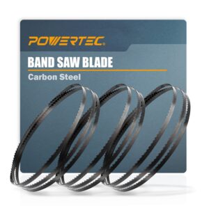 powertec 59-1/2 inch bandsaw blades, 1/8" x 14 tpi band saw blades for wen 3959, sears craftsman, porter-cable, ryobi, delta, b&d and skil 9" band saw for woodworking, 3 pack (13100-p3)