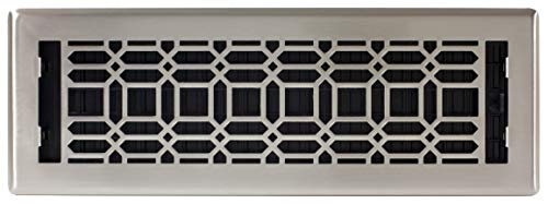 Decor Grates NGH414-NKL New Gothic Floor Register, 4 x 14 Inches, Plated Nickel