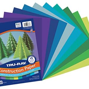 Tru-Ray Construction Paper, Cool Assorted, 9" x 12", 150 Sheets