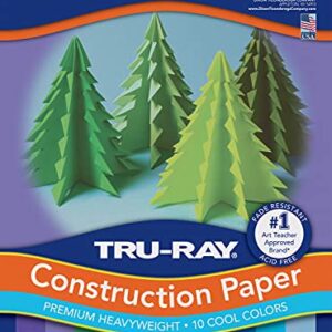 Tru-Ray Construction Paper, Cool Assorted, 9" x 12", 150 Sheets