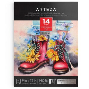 arteza watercolor pad 14 sheets, white