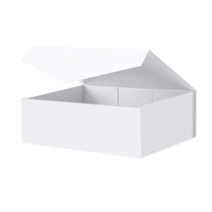 blk&wh gift box 13.5x9x4.1 inches, large gift box with lid, white gift box, bridesmaid proposal box, collapsible gift box with magnetic lid (matte white)