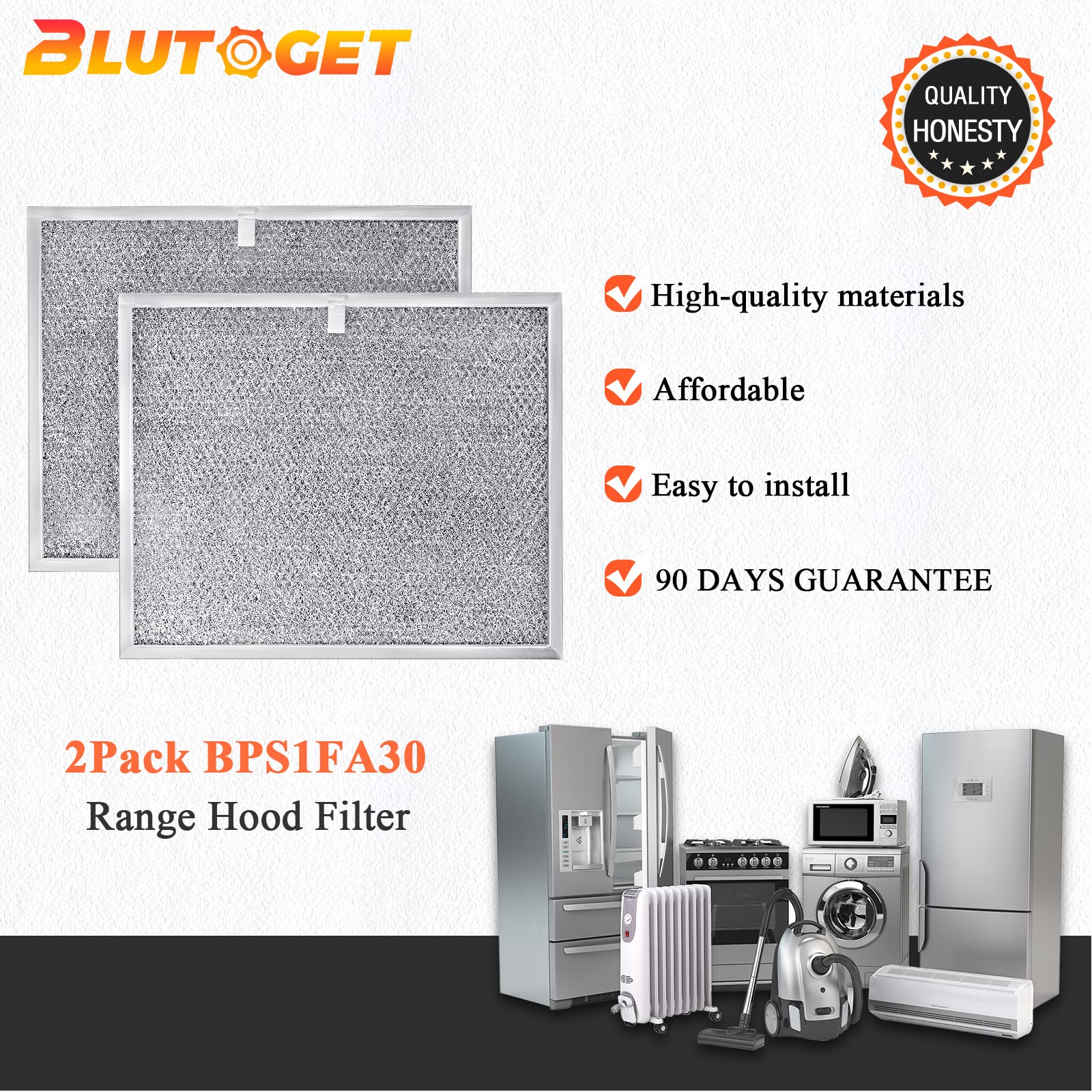 2024 UPDATE BPS1FA30 Range Hood Aluminum Filter 2 Pack by Blutoget - 11-3/4" x 14-1/4" x 3/8" - Fit for B-roan Nutone Grease Filter QS1 and WS1 30 - Replaces BPS1FA30 99010299 S99010299 AP3378953 8322