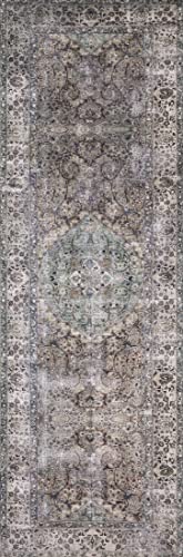 Loloi LAYLA Collection, LAY-06, Taupe/Stone, 9'-0" x 12'-0", 13" Thick, Area Rug, Soft, Durable, Vintage Inspired, Distressed, Low Pile, Non-Shedding, Easy Clean, Printed, Living Room Rug