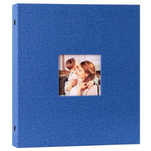 Lanpn Photo Album 11x14, Linen Hard Cover Acid Free Slip Slide in Photo Albums Sleeves Holds 50 Top Load Vertical Only 11x14 Pictures (Blue)