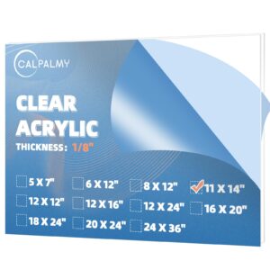 calpalmy (2-pack 11 x 14” clear acrylic sheet plexiglass – 1/8” thick; use for craft projects, signs, display cases, sneeze guard and more; cut with cricut, engraver, saw or hand tools