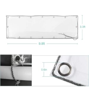 3 x 10 ft Clear Waterproof Tarp, PVC 11.8 Mil Tarpaulin with Grommets and Cable Tie, Duty Heavy Tear Resistant Cover for Camping, Plants Greenhouse, Cars, Patio and Pavilion