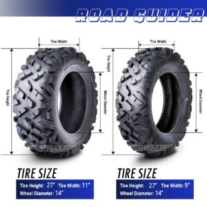 ROADGUIDER Full Set ATV UTV Tires 27x9-14 27x9x14 Front & 27x11-14 27x11x14 Rear 6PR All Terrain