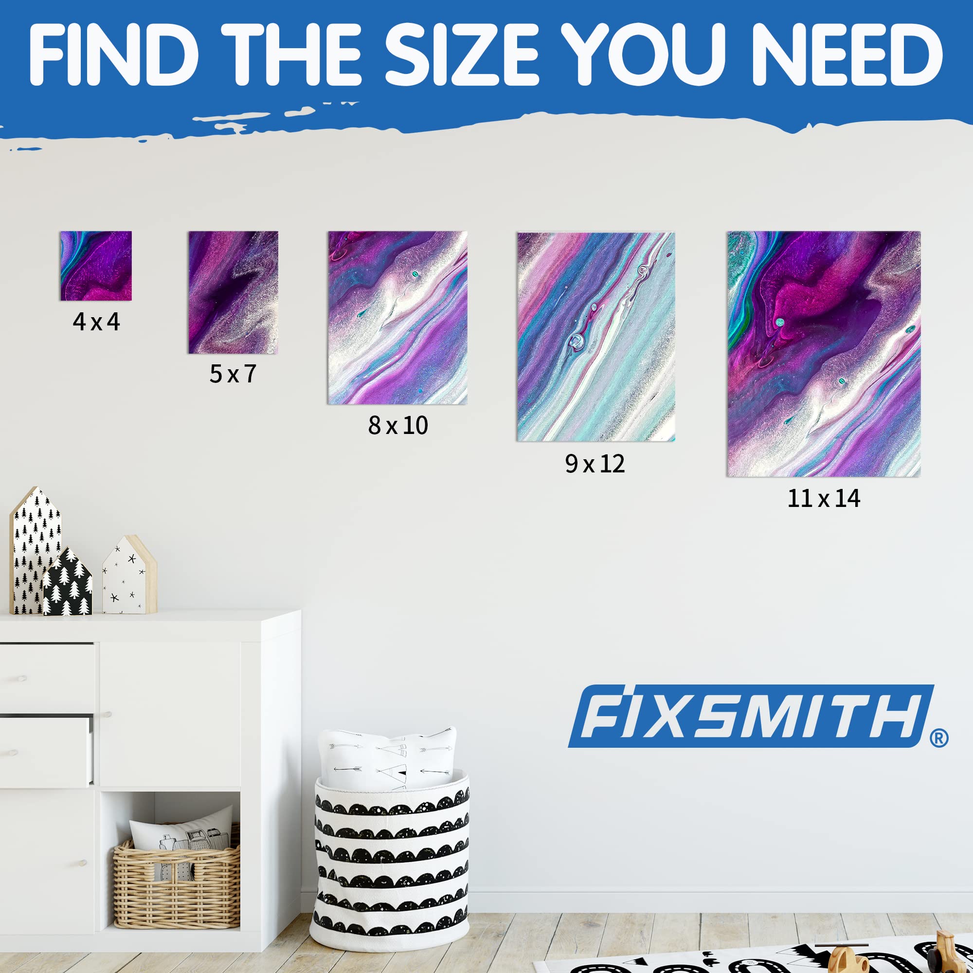 FIXSMITH Canvas Boards for Painting 18 Pack, Multi Pack- 4x4, 5x7, 8x10, 9x12, 11x14 Inches, 100% Cotton Primed Canvas Panels for Acrylic, Oil, Art Supplies for Kids, Adults, Beginners